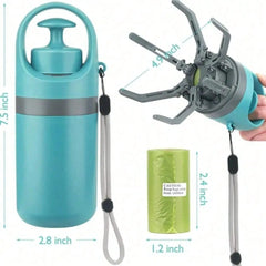 Portable Dog Pooper Scooper No Touch Claw Pickup Tool with Waste Bag Holder Easy One Hand Dog Walking Outdoor Pet Cleanup