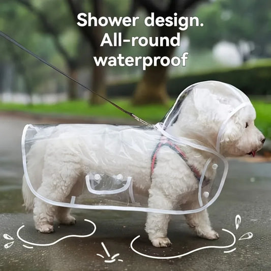 Transparent Waterproof Hooded Dog Raincoat Soft PVC Puppy Poncho Transparent Fashion Pet Coat Corgi Dog Coat Dog Clothing