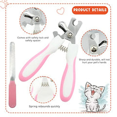 Cat Grooming Kit Set with Pet Shedding Slicker Brush Nail Clipper Trimmer Pet Massage Bath Glove Flea Comb for Bunny Puppy Kitt