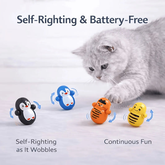 Set of 10 indoor cat rolling toys. Self-rolling cat toys that require no batteries. Lightweight plastic cat puzzle toys