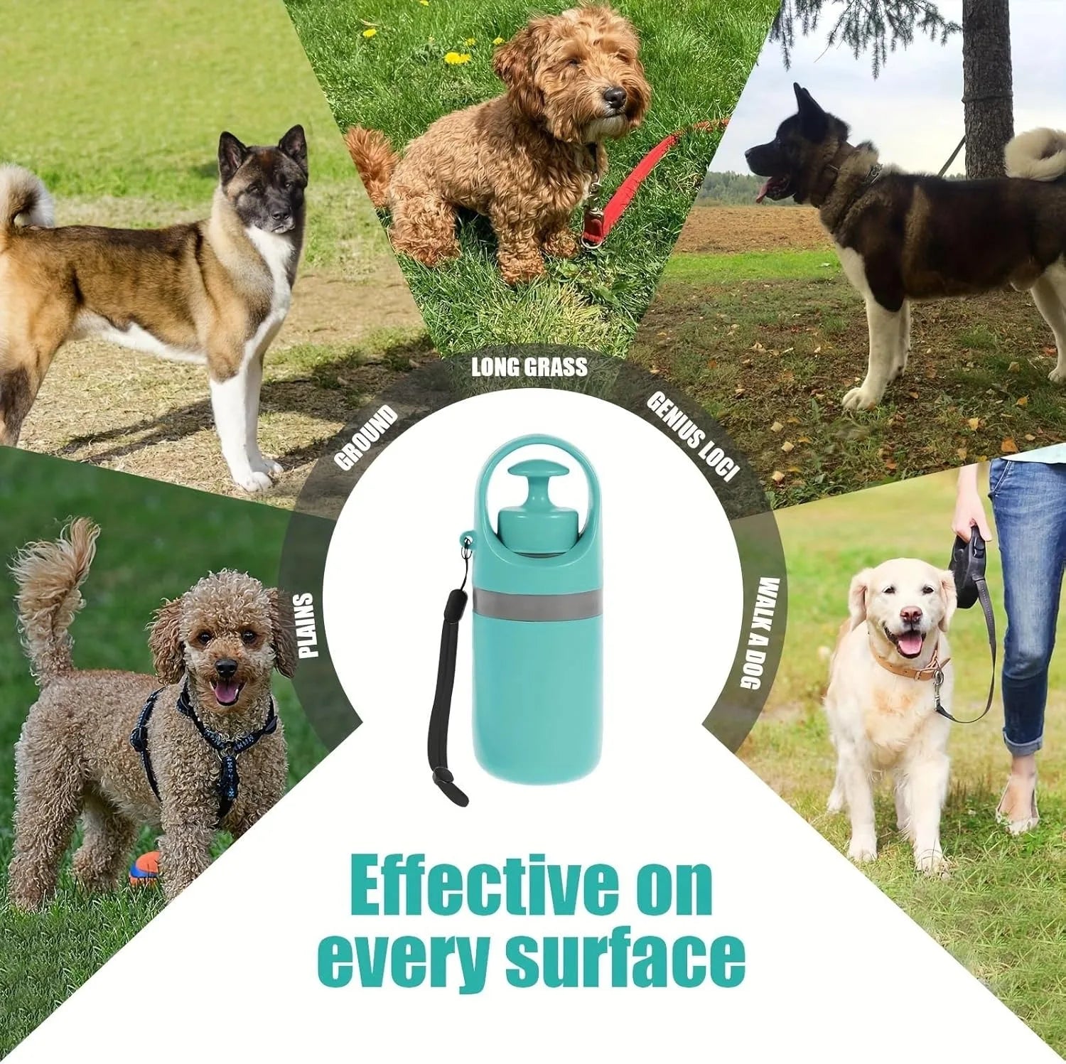 Portable Dog Pooper Scooper No Touch Claw Pickup Tool with Waste Bag Holder Easy One Hand Dog Walking Outdoor Pet Cleanup