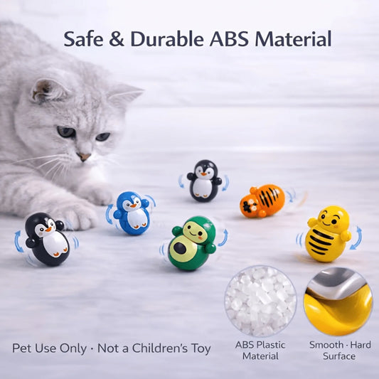 Set of 10 indoor cat rolling toys. Self-rolling cat toys that require no batteries. Lightweight plastic cat puzzle toys
