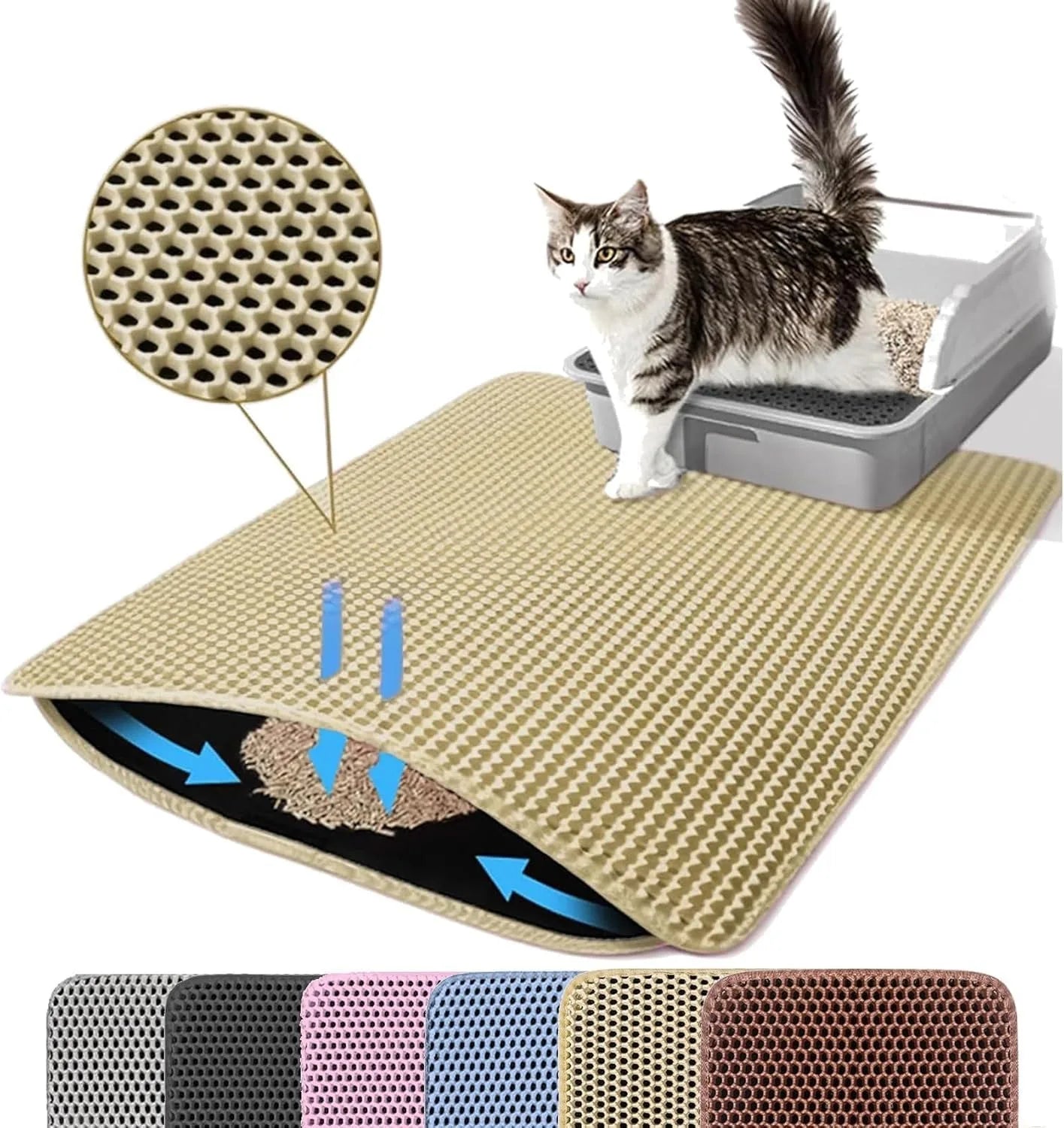 Cat Litter Mat Double Layer Pet Litter Box Waterproof Pet Mat Non-slip Sand Cat Pad Washable Bed Mat Clean Pad Products
