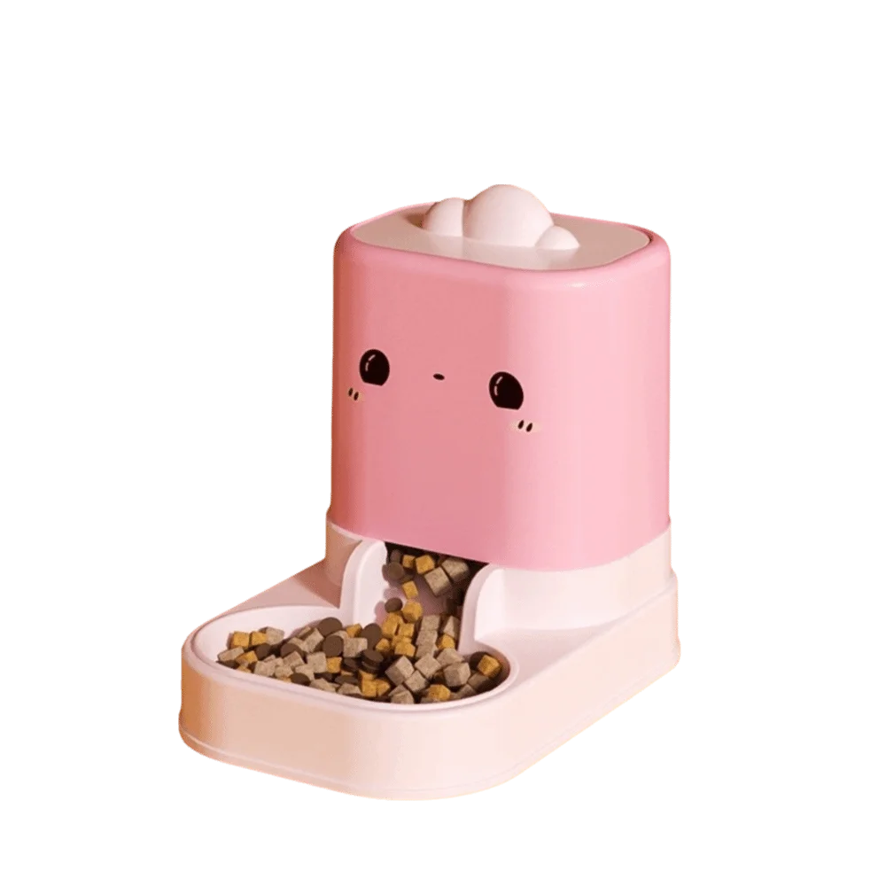 Large Capacity Cat Automatic Feeder Durable Cartoon Shape Pet Water Dispenser Anti Spill Plastic Pet Feeding Bowl