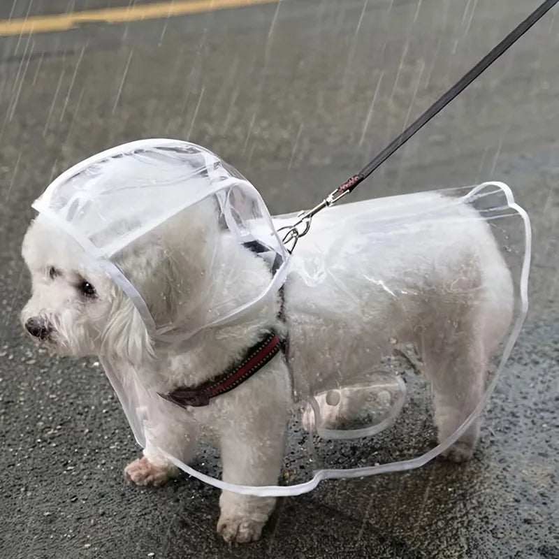 Transparent Waterproof Hooded Dog Raincoat Soft PVC Puppy Poncho Transparent Fashion Pet Coat Corgi Dog Coat Dog Clothing
