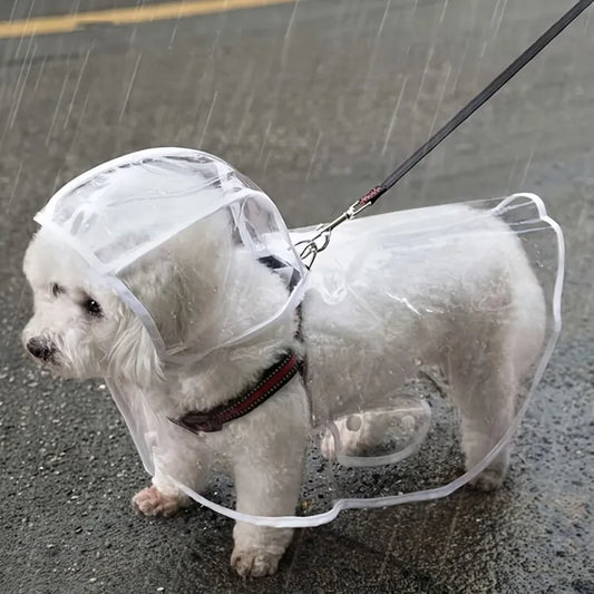 Transparent Waterproof Hooded Dog Raincoat Soft PVC Puppy Poncho Transparent Fashion Pet Coat Corgi Dog Coat Dog Clothing