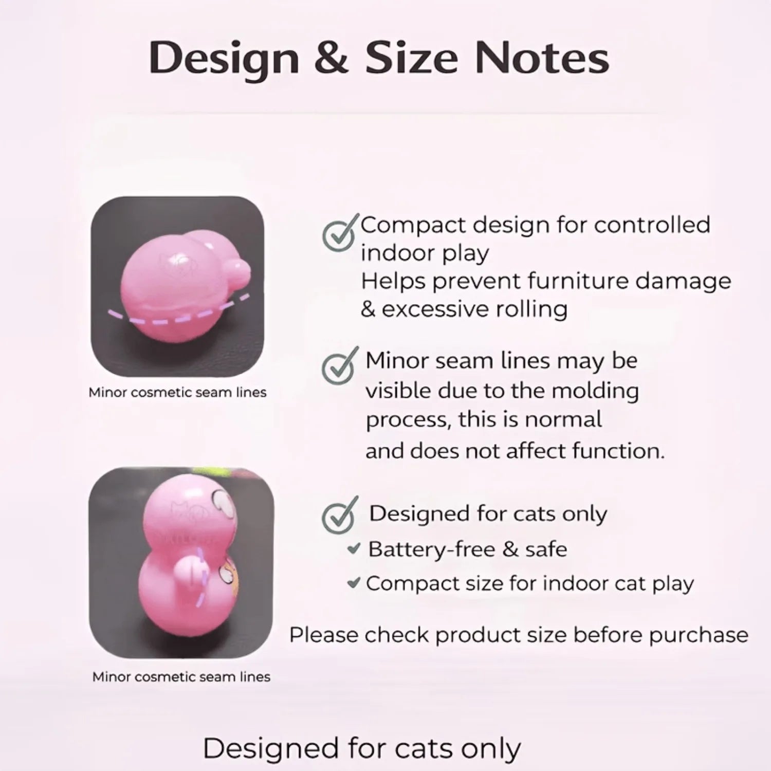 Set of 10 indoor cat rolling toys. Self-rolling cat toys that require no batteries. Lightweight plastic cat puzzle toys