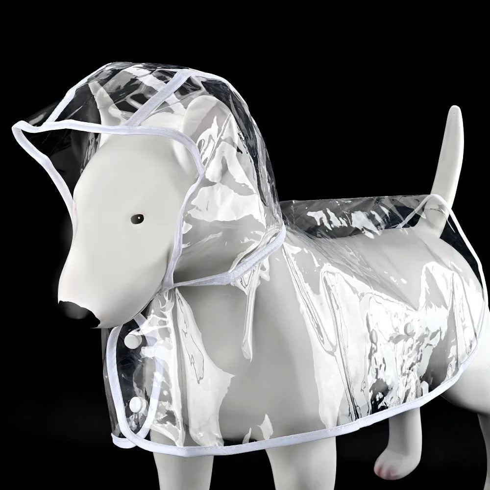 Transparent Waterproof Hooded Dog Raincoat Soft PVC Puppy Poncho Transparent Fashion Pet Coat Corgi Dog Coat Dog Clothing