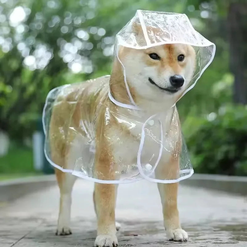 Transparent Waterproof Hooded Dog Raincoat Soft PVC Puppy Poncho Transparent Fashion Pet Coat Corgi Dog Coat Dog Clothing