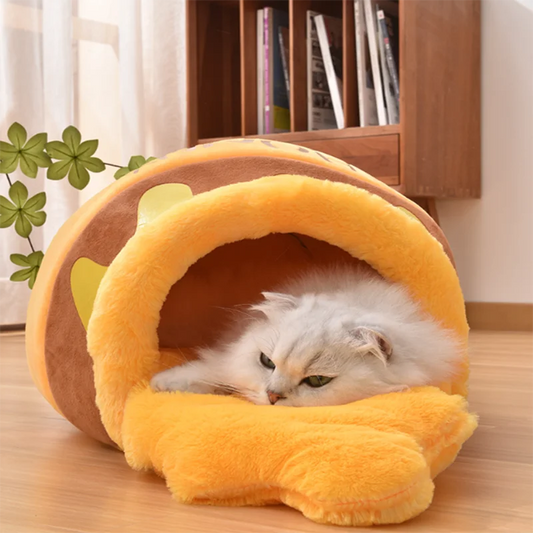 New honey jar cat nest semi-enclosed autumn and winter warm puppy nest soft, comfortable and breathable pet supplies