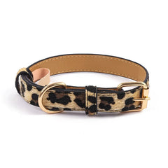 Adjustable metal buckle PU fabric dog/cat collar with snake/leopard pattern Suitable for small/medium-sized dogs