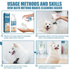 Cat Dry Shampoo No Rinse Dogs Cats Cleaning Mousse Rinse Free Pet Shampoo Bathless Cleaning Odor Removal For A Fresh Smelling