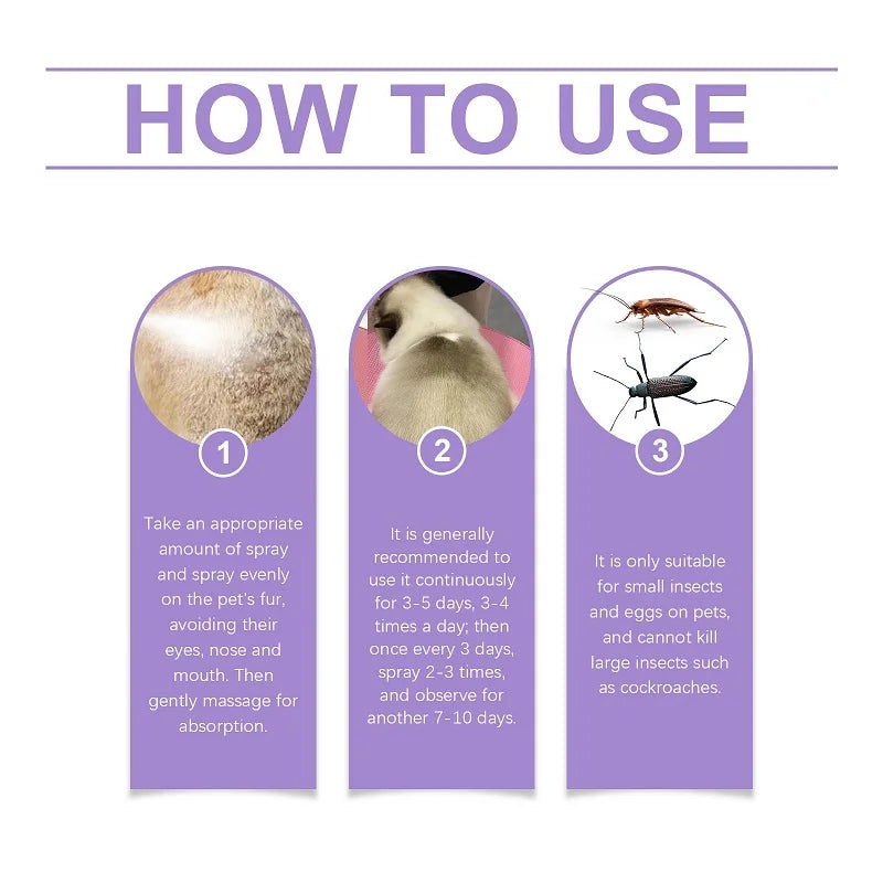 Pet Flea Tick Mites Repellent Shooting Spray with Natural Ingredients Essential Oils for Dogs and Cats External Insect Remover