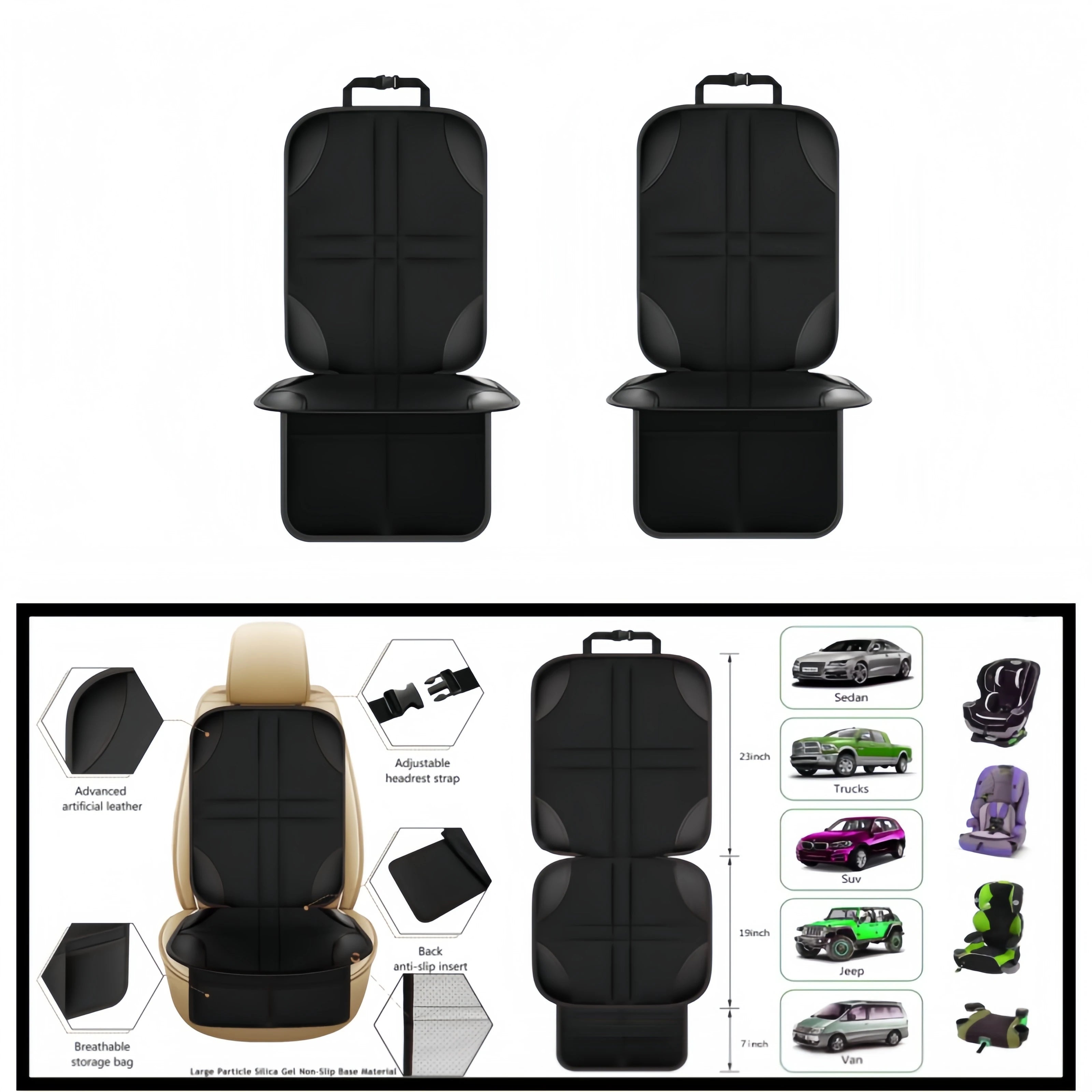 Universal Car Seat Protector for Child Baby Pet Waterproof Non-Slip Anti-Scratch Durable Auto Interior Cushion Cover with Pocket