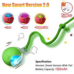New Cat Interactive Ball Toy Automatic Rolling Ball Faux Tail Rechargeable Smart Pet Electric Toy Dog Cat Training Imitate Mouse