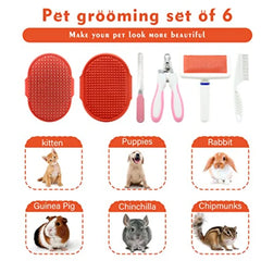 Cat Grooming Kit Set with Pet Shedding Slicker Brush Nail Clipper Trimmer Pet Massage Bath Glove Flea Comb for Bunny Puppy Kitt