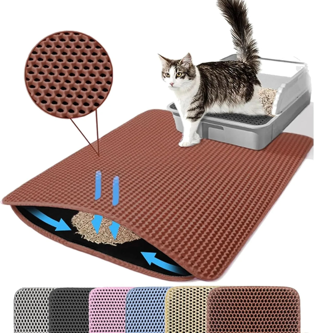 Cat Litter Mat Double Layer Pet Litter Box Waterproof Pet Mat Non-slip Sand Cat Pad Washable Bed Mat Clean Pad Products