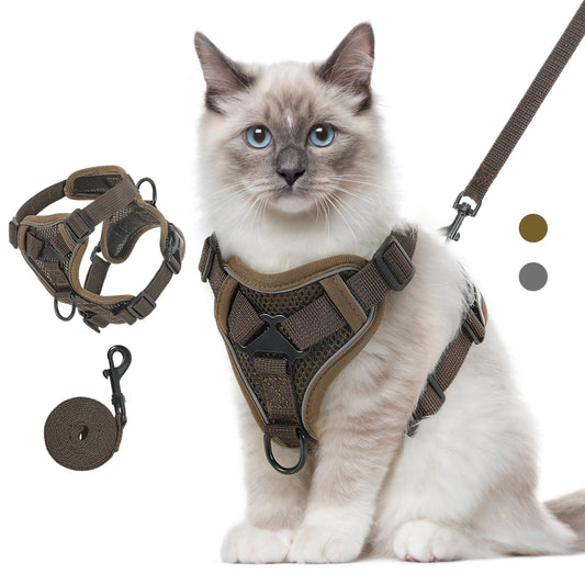 VavoPaw Cat Harness and Leash Set for Walking Adjustable Kitten Vest Harness with Reflective Strip Breathable Mesh Cat Harness