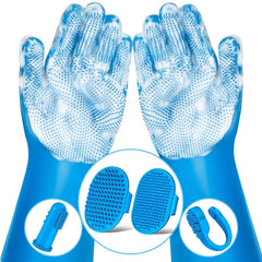6PCS Pet Grooming Kit Silicone Dog Bath Brush Dog Toothbrush Finger Dog Bath Gloves Pet Grooming Gloves Dog Cat Bath Supplies