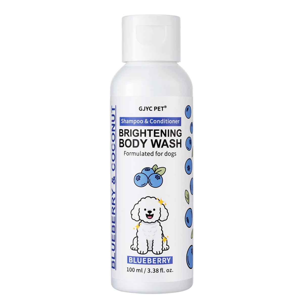 Professional Dog Whitening Shampoo Blueberry Brightening Formula Enhances Fur Shine Softness Pet Grooming Care