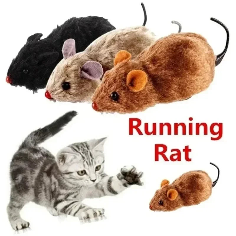 Funny Lifelike Plush Mouse Toy Running Rat Cat Dog Toy Random Color Pet Interactive Toy
