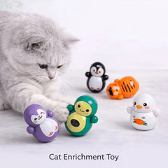 Set of 10 indoor cat rolling toys. Self-rolling cat toys that require no batteries. Lightweight plastic cat puzzle toys