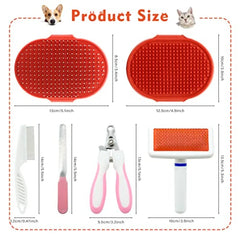 Cat Grooming Kit Set with Pet Shedding Slicker Brush Nail Clipper Trimmer Pet Massage Bath Glove Flea Comb for Bunny Puppy Kitt