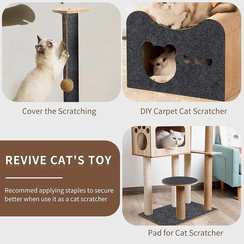 Self-Adhesive Cat Scratching Mat Carpet Anti-Scratch Sofa Tape Cat Scratcher Board Post for Indoor Cats Furniture Protection