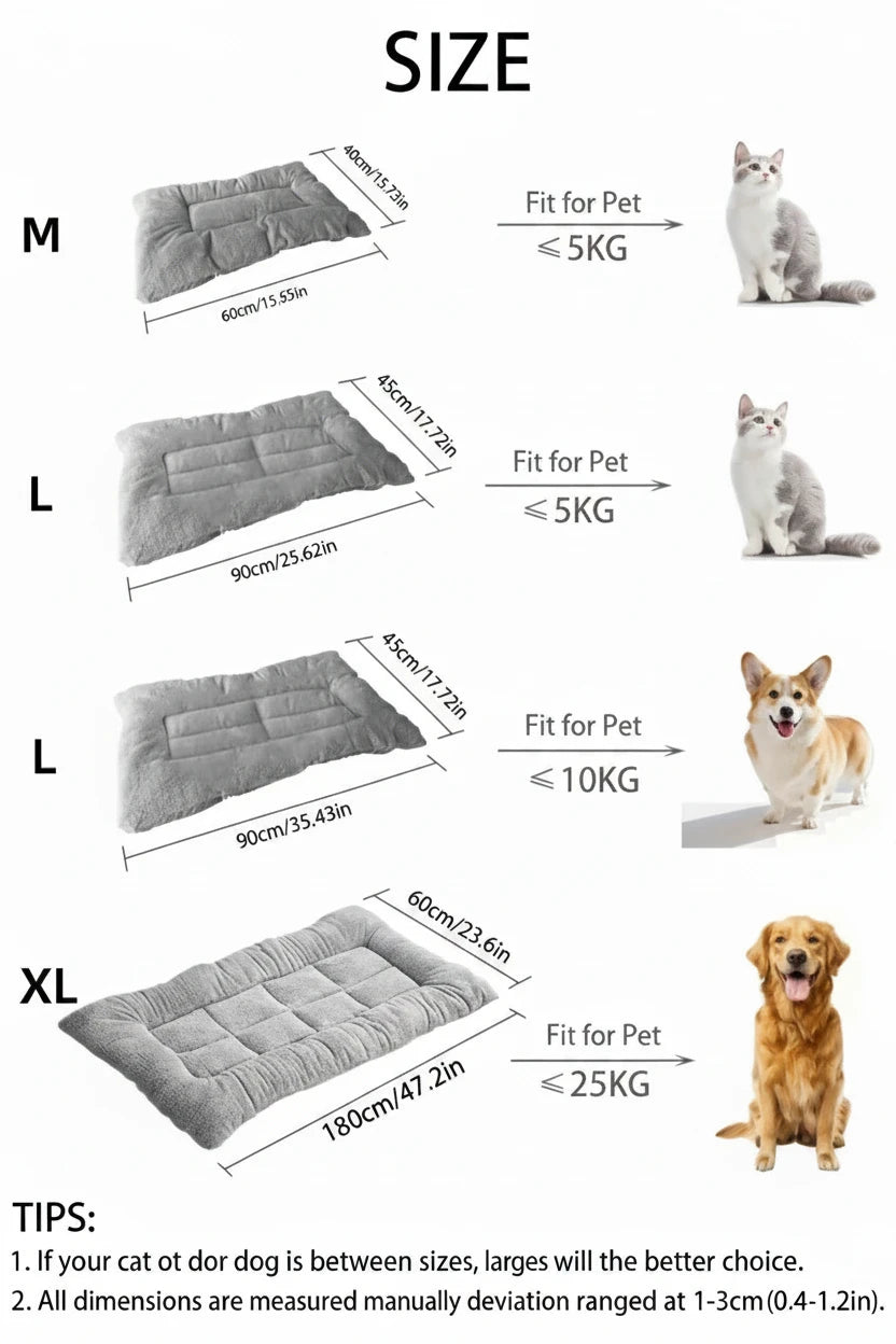 Winter Warm Thickened Multi-Size Pet Nest Pad Beds for Dogs Cats Cozy Cushion Cat Bed Mat Animals Sleeping Sofa All Seasons