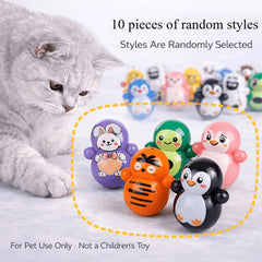 Set of 10 indoor cat rolling toys. Self-rolling cat toys that require no batteries. Lightweight plastic cat puzzle toys
