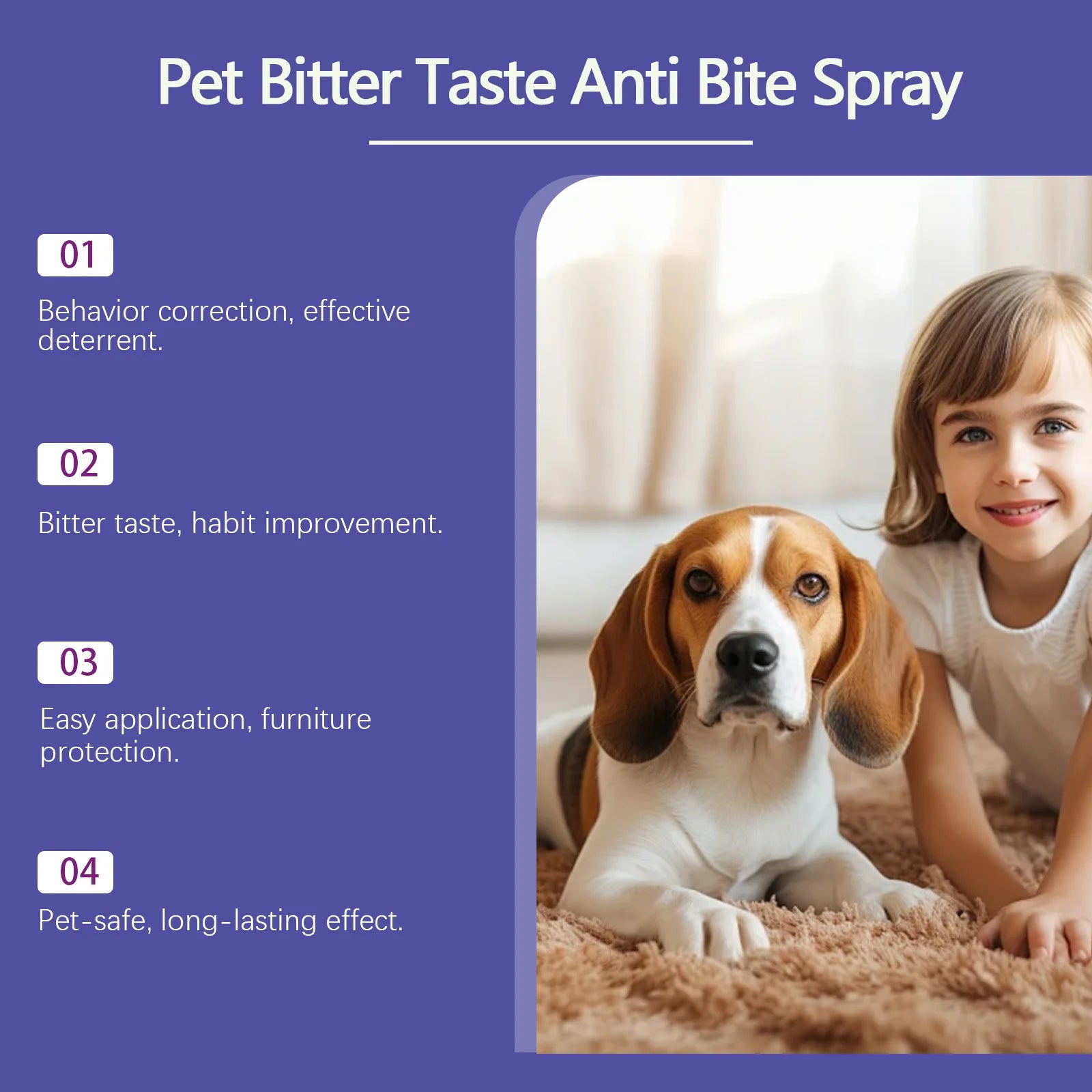 Pet Anti Chew Spray Bitter Deterrent Stop Chewing Biting Behavior Furniture Protector Safe Training Aid for Dogs Cats Deterrent