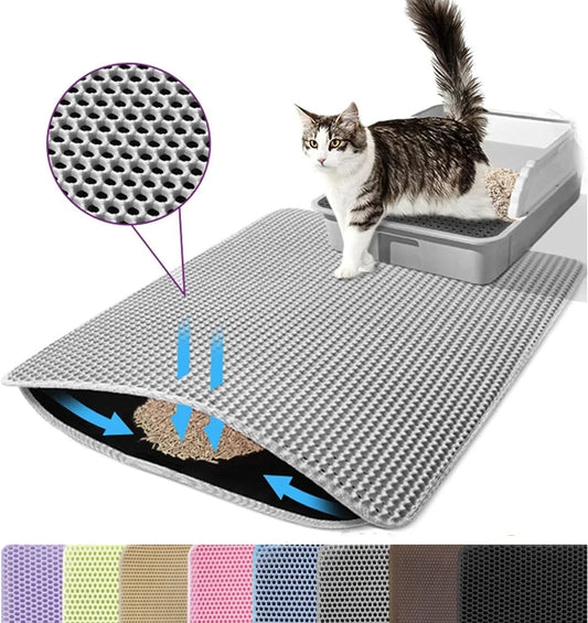 Cat Litter Mat Double Layer Pet Litter Box Waterproof Pet Mat Non-slip Sand Cat Pad Washable Bed Mat Clean Pad Products