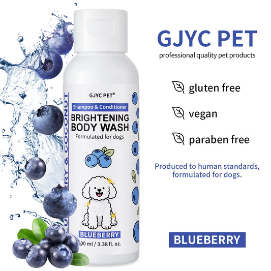 Professional Dog Whitening Shampoo Blueberry Brightening Formula Enhances Fur Shine Softness Pet Grooming Care