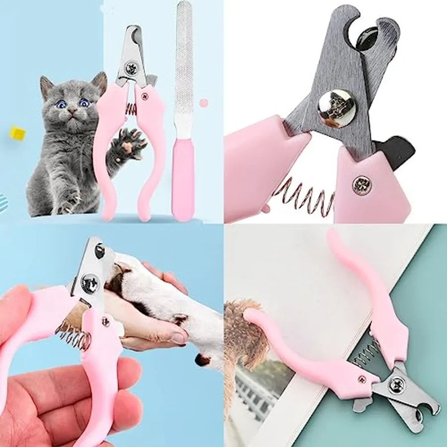 10PCS Cat Dog Grooming Kit Self-Cleaning Brush Removes Loose Hair Pet Bath Brush Massage Glove Nail Clipper Flea Comb