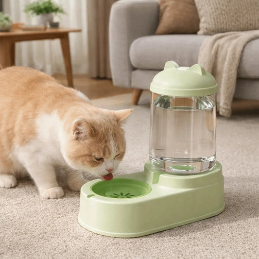 Large Capacity Cat Automatic Feeder Durable Cartoon Shape Pet Water Dispenser Anti Spill Plastic Pet Feeding Bowl